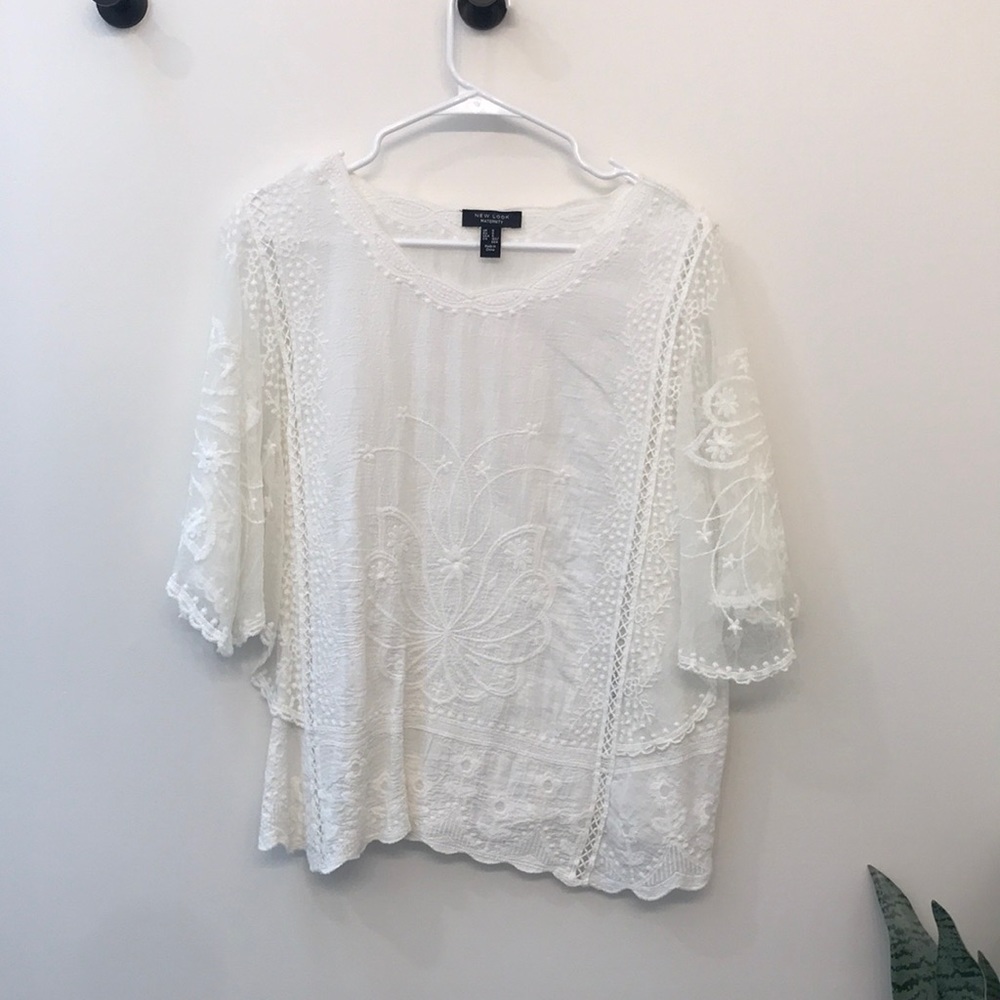New Look Maternity embroidered white top, Small